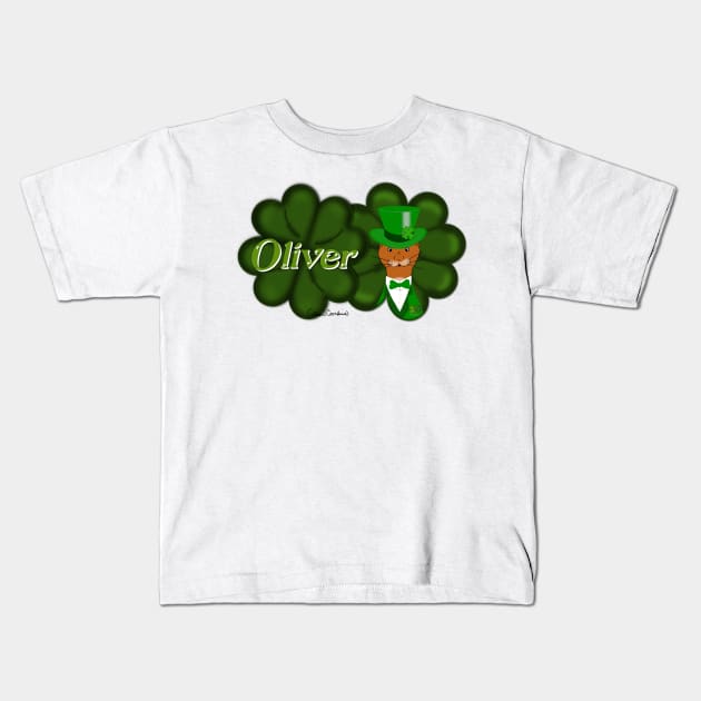 Oliver The Otter in Shamrock for Saint Patrick's Day Kids T-Shirt by ButterflyInTheAttic